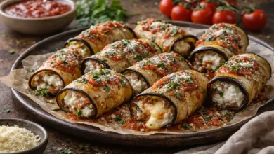 طريقة عمل لفائف الباذنجان خطوة بخطوة بوصفة دقيقة