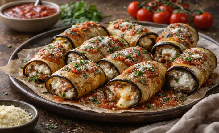 طريقة عمل لفائف الباذنجان خطوة بخطوة بوصفة دقيقة